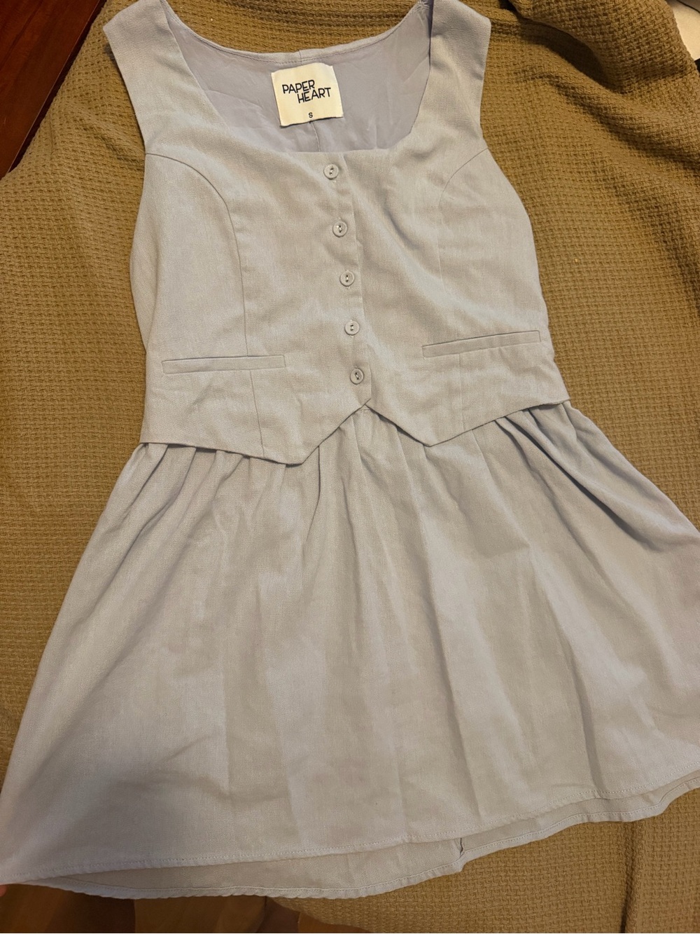 Paper Heart Light Blue Sleeveless Button-Front Formal Dress